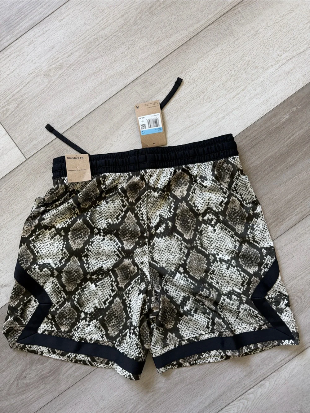Jordan Black and Beige Snake-Print Athletic Shorts